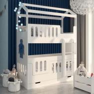 Подростковая кровать  2-ярусная Сказочный домик ДС-30 со сплошным бортом 180x80 см КарИВи