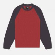 Мужской свитер  Colorblocked Raglan Crew, цвет красный, размер L Stussy