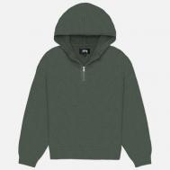 Мужской свитер  Quarter Zip Knit Hoodie, цвет зелёный, размер XL Stussy