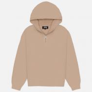 Мужской свитер  Quarter Zip Knit Hoodie, цвет бежевый, размер L Stussy