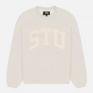 Мужская толстовка  Stu Relaxed Crew, цвет серый, размер M Stussy