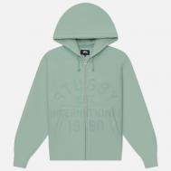 Мужская толстовка  Established Zip Hoodie, цвет зелёный, размер XL Stussy