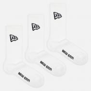 Комплект носков  Flag Crew 3-Pack, цвет белый, размер 43-46 EU New Era