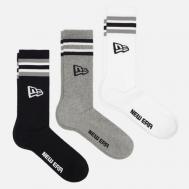 Комплект носков  Retro Stripe Crew 3-Pack, цвет комбинированный, размер 39-42 EU New Era
