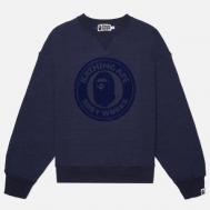 Мужская толстовка  Over Dye Busy Works Relaxed Fit Crewneck, цвет синий, размер S A BATHING APE®