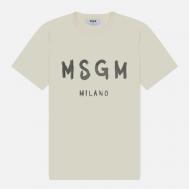 Мужская футболка  Brush Stroke Logo Print, цвет бежевый, размер M MSGM