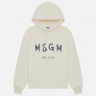 Мужская толстовка   Brush Stroke Logo Print Hoodie, цвет бежевый, размер M MSGM
