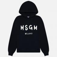 Мужская толстовка   Brush Stroke Logo Print Hoodie, цвет чёрный, размер M MSGM