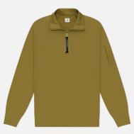 Мужская толстовка  Diagonal Raised Fleece Half Zip Lens Regular, цвет оливковый, размер XL C.P. COMPANY