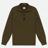 Мужская толстовка  Diagonal Raised Fleece Half Zip Lens Regular, цвет оливковый, размер XL C.P. COMPANY