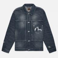 Мужская джинсовая куртка  Washed Big Pockets Denim, цвет синий, размер L Evisu