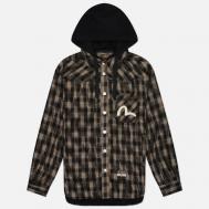 Мужская рубашка  Heritage Wool Touch Checked, цвет коричневый, размер M Evisu