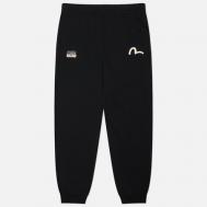 Мужские брюки  Brushstroke Seagull & Logo Print Straight Fit, цвет чёрный, размер XL Evisu