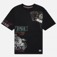 Мужская футболка  All Over Hand Drawing Multi Logo Print, цвет чёрный, размер L Evisu