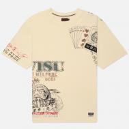 Мужская футболка  All Over Hand Drawing Multi Logo Print, цвет бежевый, размер XXL Evisu