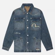Мужская джинсовая куртка  Heritage Hand-Drawn Printed Denim, цвет голубой, размер L Evisu