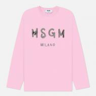 Мужской лонгслив   Brush Stroke Print Logo, цвет розовый, размер L MSGM