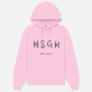 Мужская толстовка   Brush Stroke Logo Hoodie, цвет розовый, размер S MSGM
