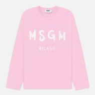 Женский лонгслив   Brush Stroke Print Logo, цвет розовый, размер L MSGM