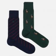 Комплект носков  Signature Pony & Striped 2-Pack, цвет комбинированный, размер 40-46 EU Polo Ralph Lauren