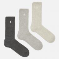 Комплект носков  Tonal Color Crew 3-Pack, цвет серый, размер 40-46 EU Polo Ralph Lauren