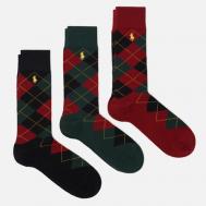 Комплект носков  Argyle Crew Combed Cotton 3-Pack, цвет комбинированный, размер 40-46 EU Polo Ralph Lauren