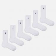 Комплект носков  Half Cushioned Crew 6-Pack, цвет белый, размер 40-46 EU Polo Ralph Lauren