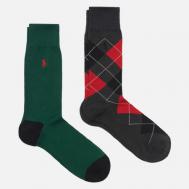Комплект носков  Argyle & Polo Pony Crew 2-Pack, цвет комбинированный, размер 42-46 EU Polo Ralph Lauren