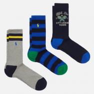 Комплект носков  Polo Bear Cotton-Blend Crew 6-Pack, цвет комбинированный, размер 43-46 EU Polo Ralph Lauren