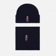 Подарочный набор  Flag Vintage Bear Beanie & Scarf Gift Box, цвет синий Polo Ralph Lauren