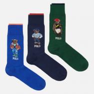 Комплект носков  Seasonal Bears Crew 3-Pack Gift Box, цвет комбинированный, размер 40-46 EU Polo Ralph Lauren