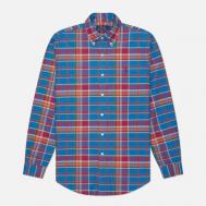 Мужская рубашка  Plaid Poplin Custom Fit, цвет синий, размер S Polo Ralph Lauren