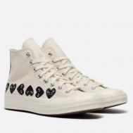 Кеды  x Comme des Garcons Play Chuck 70 Multi Heart Hi, цвет бежевый, размер 46.5 EU Converse