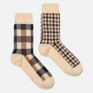 Комплект носков  2-Pack Check, цвет бежевый, размер 40-46 EU Aquascutum