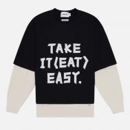 Мужской лонгслив  Slogan Layered, цвет чёрный, размер M ANGLAN