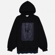 Мужская толстовка  Snake Print Shirt Layered Hoodie, цвет чёрный, размер M ANGLAN