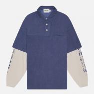 Мужской лонгслив  Typo Print Layered Rugby, цвет синий, размер M ANGLAN