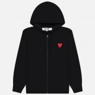 Мужская толстовка  Double Red Emblem Full Zip Hoodie, цвет чёрный, размер XL Comme des Garcons PLAY
