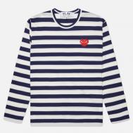 Мужской лонгслив  Red Emblem x Rhinestone, цвет синий, размер XS Comme des Garcons PLAY