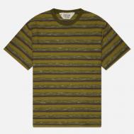 Мужская футболка  Casey Striped, цвет оливковый, размер L Brain Dead