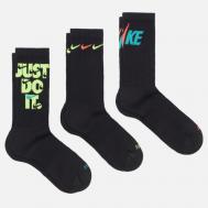 Комплект носков  3-Pack Everyday Plus Cushioned Crew, цвет чёрный, размер 46-50 EU Nike