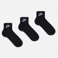 Комплект носков  3-Pack Everyday Essential Ankle, цвет чёрный, размер 38-42 EU Nike