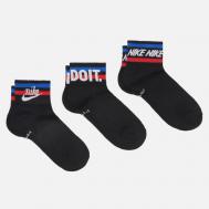Комплект носков  3-Pack Everyday Essential Ankle, цвет чёрный, размер 42-46 EU Nike