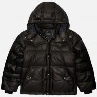 Мужской пуховик  Western Leather Puffer Down, цвет чёрный, размер XL EASTLOGUE