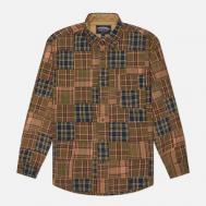 Мужская рубашка  Madras Patchwork Relaxed, цвет коричневый, размер M FrizmWORKS