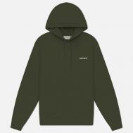 Мужская толстовка  Hooded Script Embroidery, цвет оливковый, размер L Carhartt WIP