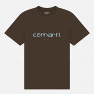 Мужская футболка  Script Regular, цвет коричневый, размер XL Carhartt WIP