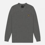 Мужской свитер  Cotton Merino V-Neck, цвет серый, размер M Lyle & Scott