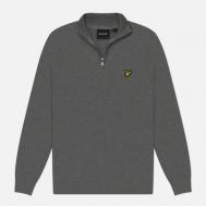 Мужской свитер  Cotton Merino Quarter Zip, цвет серый, размер M Lyle & Scott