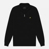 Мужской свитер  Cotton Merino Quarter Zip, цвет чёрный, размер L Lyle & Scott